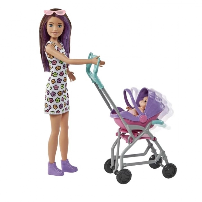 Lalka Barbie Niania Skipper Wózek + zestaw dla dzidziusia