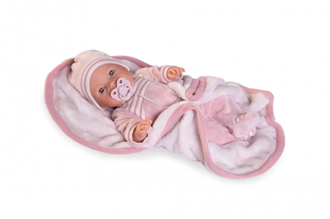 Antonio Juan 14155 BIMBA - mrugająca lalka niemowlęca ze dźwiękami i miękkim materiałowym ciałem - 37 cm