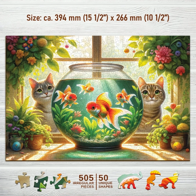 Drewniane puzzle Koty i rybki 505 elementów