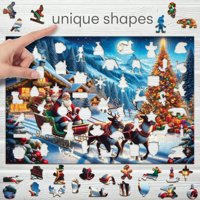 Drewniane puzzle sanie Świętego Mikołaja 505 elementów