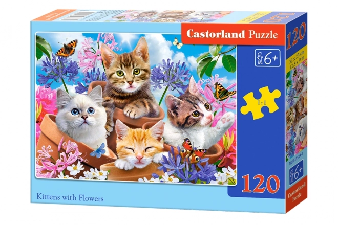 Puzzle dla dzieci z kotkami i kwiatami