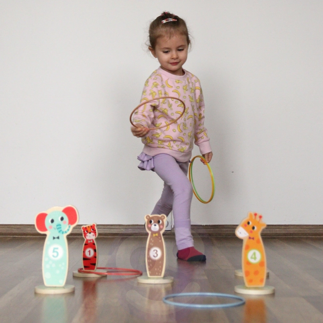 Drewniana gra zręcznościowa Tooky Toy - rzut do celu zwierzęta