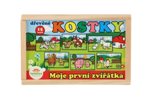 Drewniane klocki Moje pierwsze zwierzątka 15 szt.