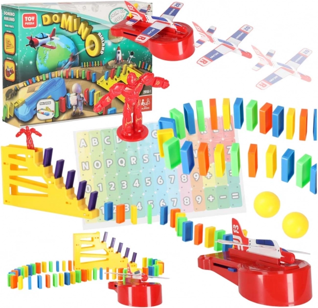 domino z wyrzutnią samolotów – edukacyjna zabawka STEM