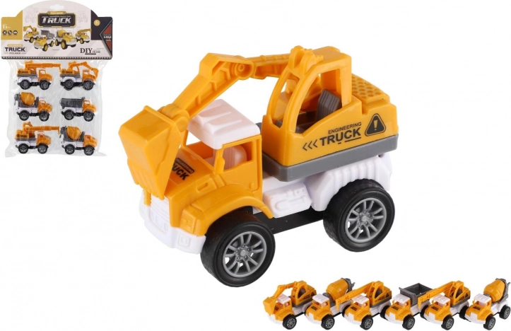 Mini samochody budowlane 6 szt. z napędem