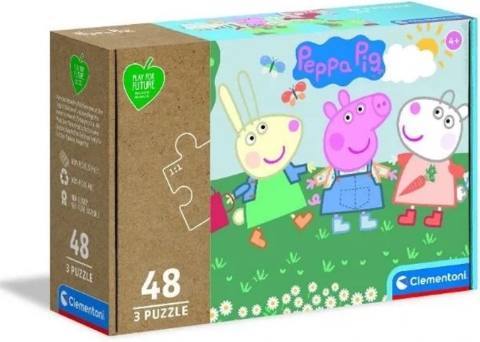 CLEMENTONI Play For Future Puzzle Świnka Peppa 3x48 elementów
