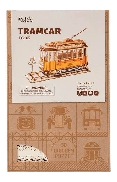 Retro Tramwaj - 3D drewniany zestaw