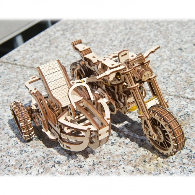 Ugears Puzzle 3D Motocykl z wózkiem 380 elementów