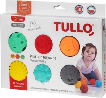 Sensoryczne piłeczki z buźkami, pastelowe, 6 szt.
