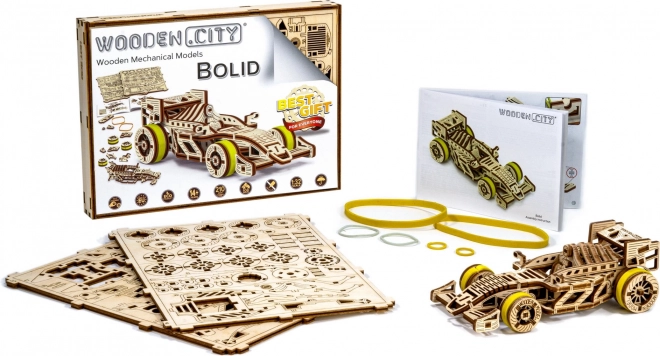 Drewniane Miasto 3D puzzle Wyścigowy Samochód Bolid 108 części