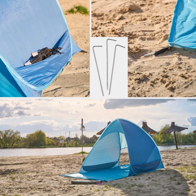 Samorozkładający się plażowy namiot niebieski