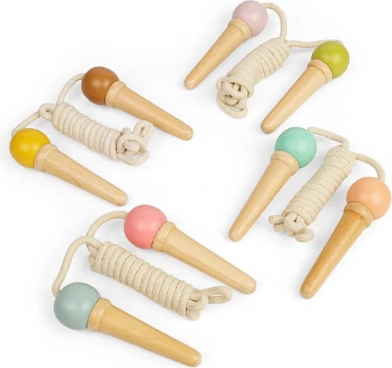 Dziecięca skakanka Bigjigs Toys z drewnianymi rączkami