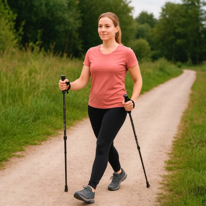 Składane kije trekkingowe Nordic Walking, czarne, 2 sztuki