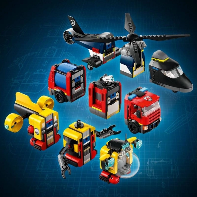 LEGO® City 60462 Remix: Helikopter, wóz strażacki i łódź podwodna