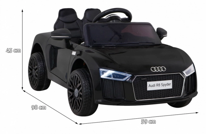 Audi R8 dziecięce elektryczne autko czarne z pilotem, kołami EVA, wolnym startem i MP3 LED