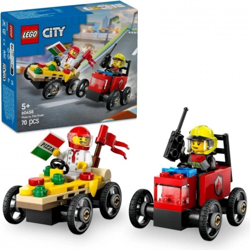 LEGO City 60458 Zestaw wyścigowy: Dostawa pizzy vs. wóz strażacki