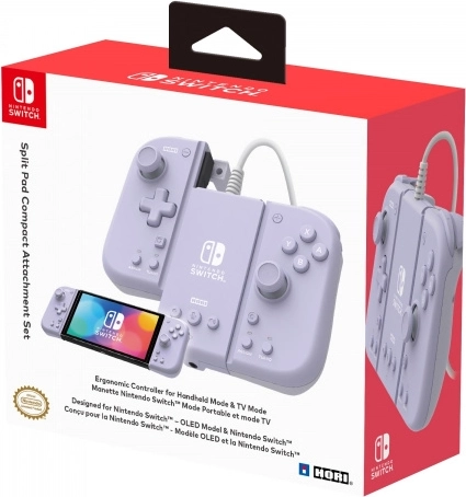 hori switch split pad pro i adapter lawendowy