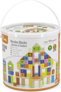 VIGA drewniane edukacyjne klocki 100 szt. – litery i cyfry