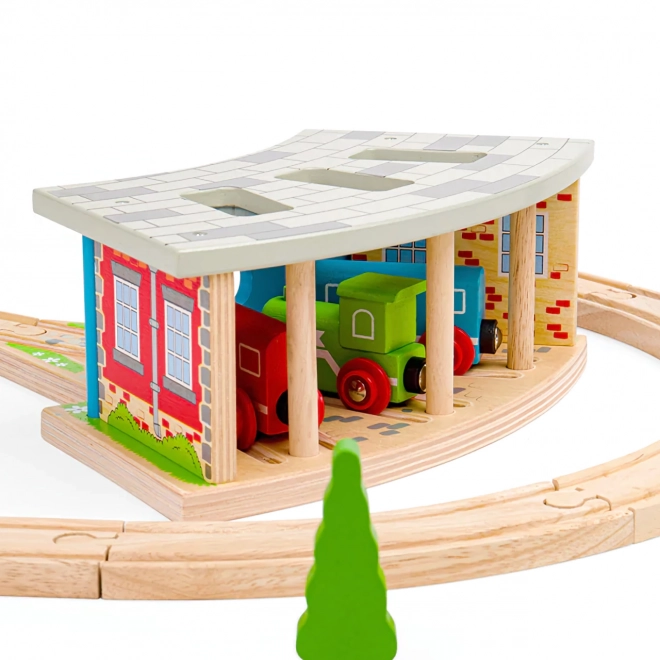 Bigjigs Rail Potrójny depo z drzwiami