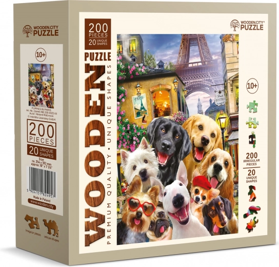 Drewniane puzzle szczenięta w Paryżu 200 elementów WOODEN CITY