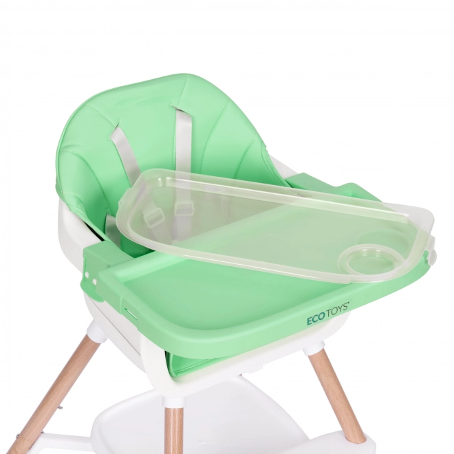 Krzesełko do karmienia dziecięce 2w1 zielone ECOTOYS