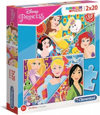 puzzle 2×20 elementów super color – księżniczki