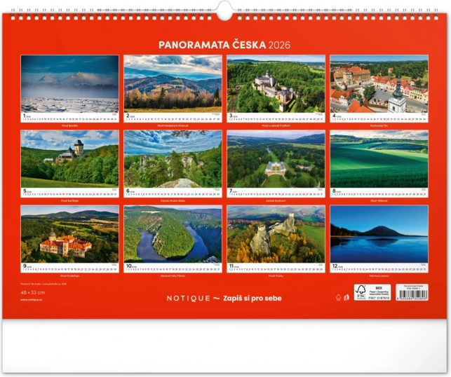 Kalendarz ścienny Panoramy Czech 2026