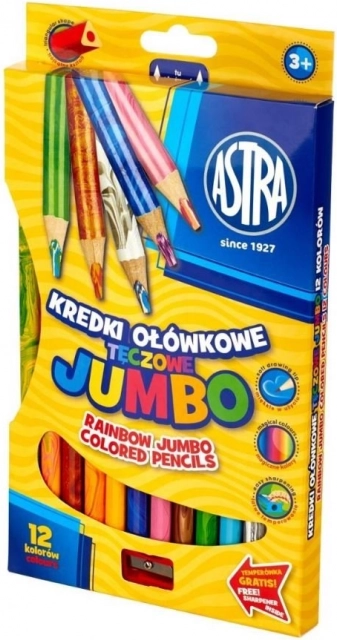 Astra tęczowe jumbo kredki 12 szt. z temperówką