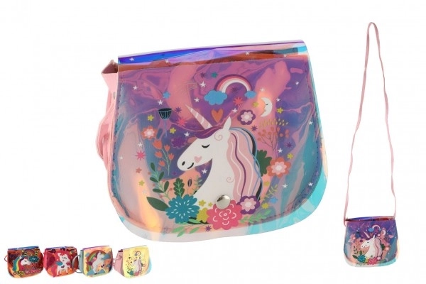 Torebka/torba tęczowy jednorożec plastik 4 kolory w woreczku 17x15x3cm