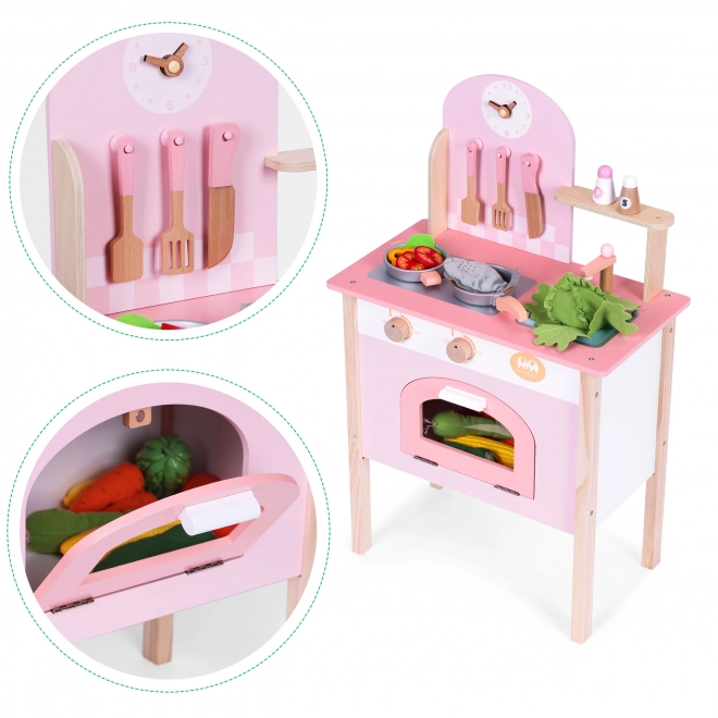 Dziecięca kuchnia różowa z 8 akcesoriami ECOTOYS