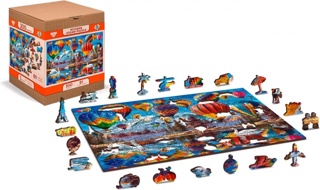 Drewniane dwustronne puzzle Spokojna podróż 2w1, 300 elementów