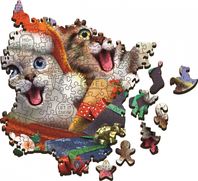 Drewniane puzzle Świąteczne koty 501 elementów