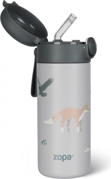 Termoska na napoje ze słomką i silikonowym uchwytem 350 ml, Mountains