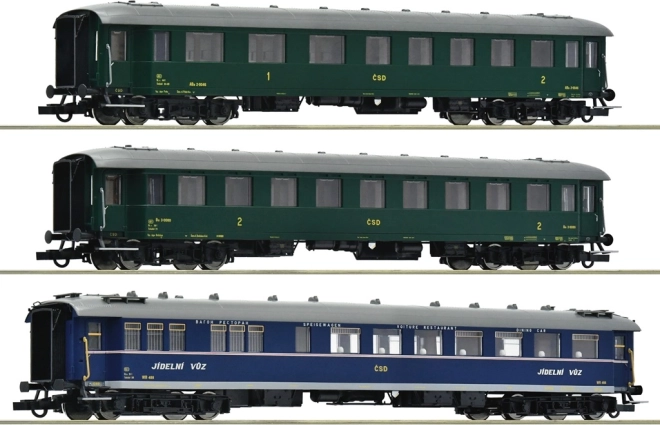 Roco zestaw 3 wagonów osobowych pospiesznych ČSD, epoka III–IV, H0