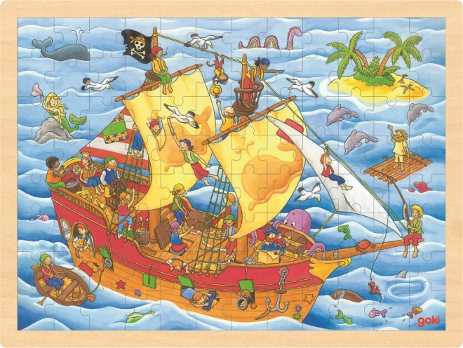 Goki drewniane puzzle Piraci 96 elementów