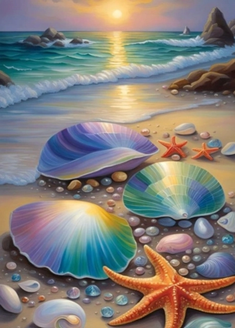 Diamentowe malowanie Muszla i Rozgwiazda 30x40cm
