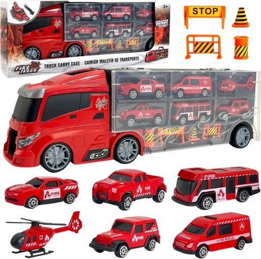 WOOPIE Transporter strażacki 3w1 czerwony 11 szt.