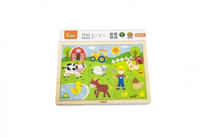 Drewniane puzzle 24 elementy - farma