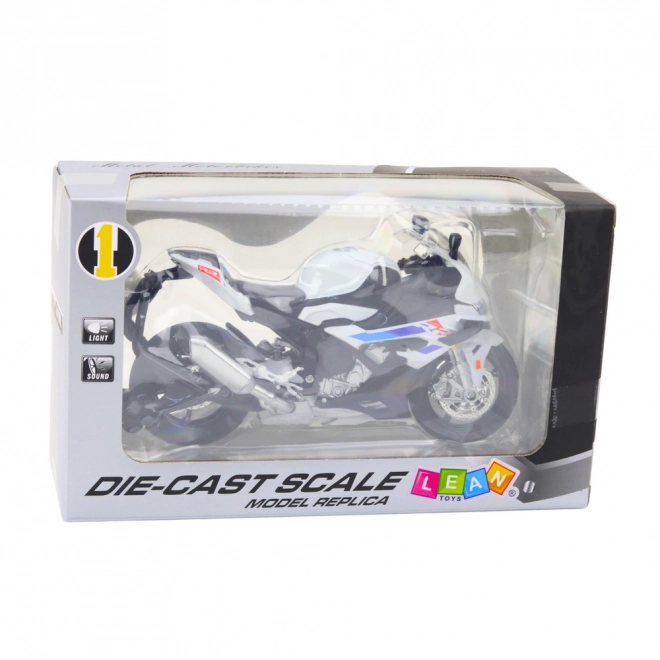 Sportowy metalowy model motocykla 1:12 biały