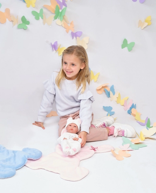 Realistyczna lalka New Born dziewczynka z całowinylowym ciałem 35 cm