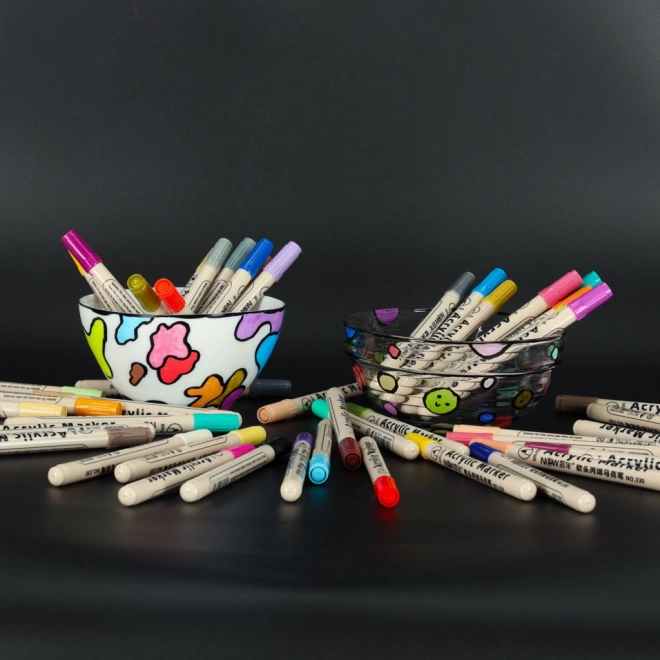 Wodoodporne markery akrylowe do tkanin i kamieni, zestaw 48 szt.