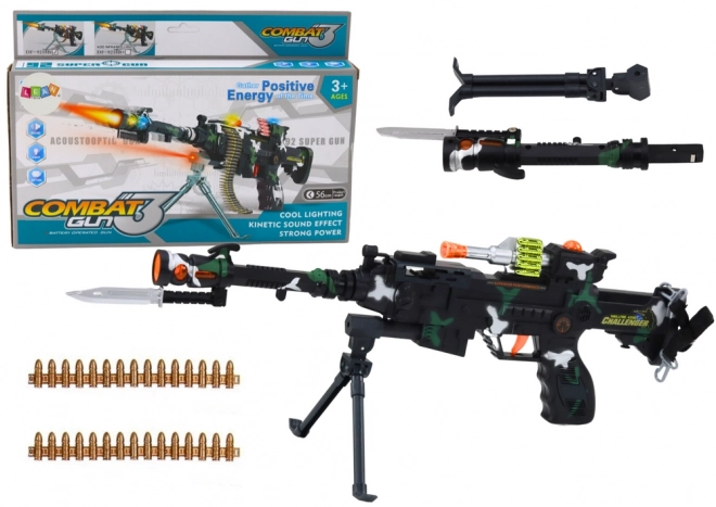 Karabin wojskowy na ramię Świetlny dźwięk 50 cm