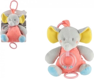 Muzyczny pluszowy słoń brzoskwiniowo‑szary 18 cm