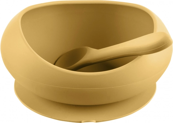 Silikonowa miska z podwyższonymi brzegami i przyssawką, Mustard Yellow