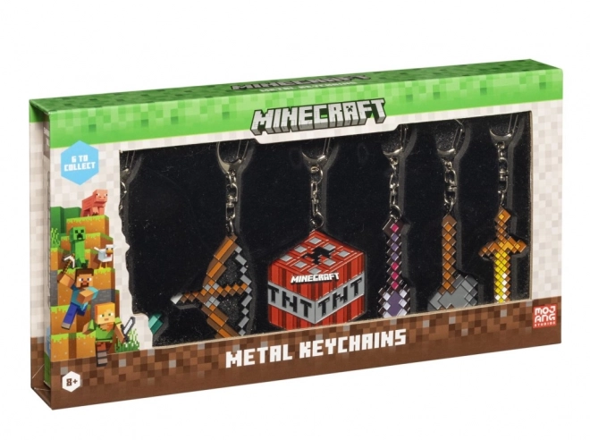 Minecraft metalowy brelok 6 sztuk w opakowaniu Deluxe