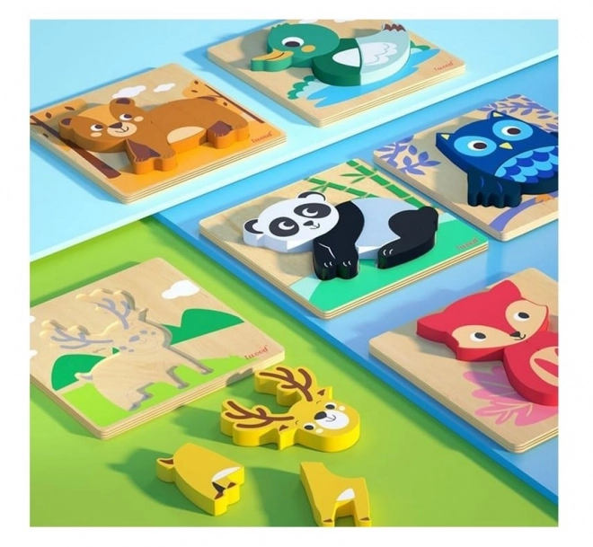 Drewniane puzzle zwierzęta Niedźwiedź