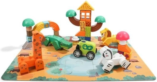 Drewniane klocki i puzzle - Safari Top Bright