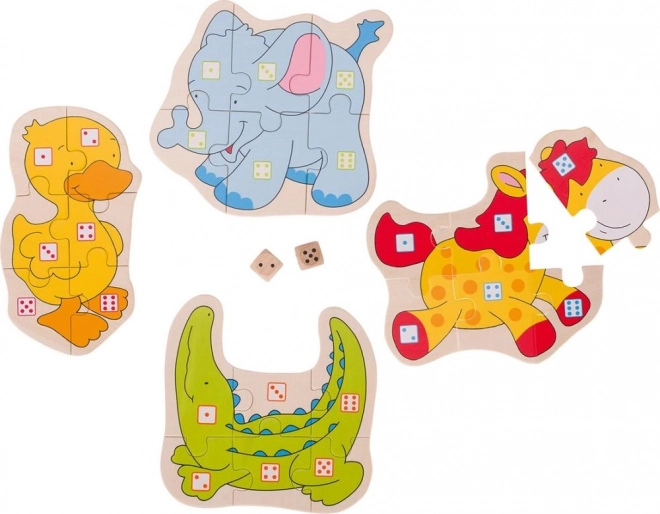 Puzzle gra z kostkami Zwierzątka