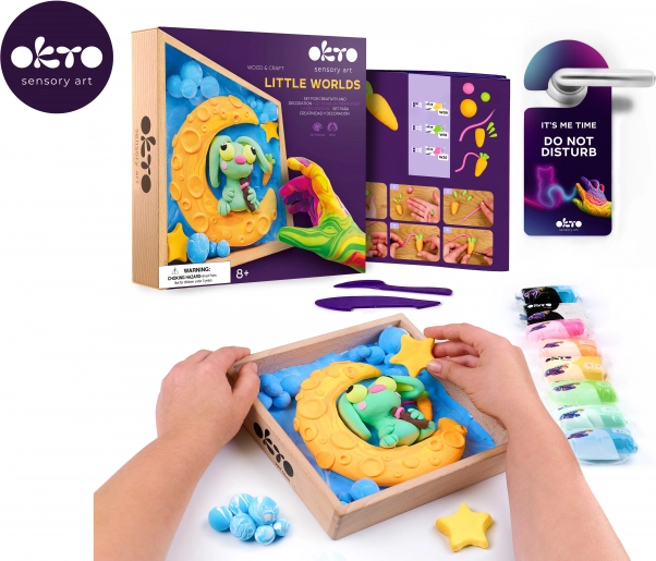 Okto modelowanie – mały świat w ramce Króliczek na księżycu 21 × 21 cm