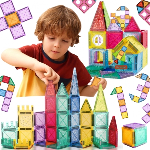 Woopie magnetyczne klocki 3D – edukacyjny zestaw zamek i pojazdy, 110 elementów